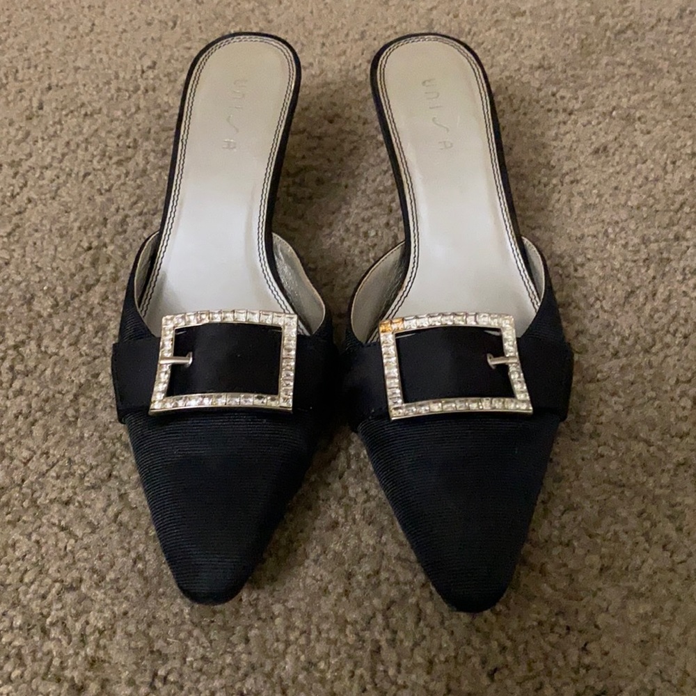 Rhinestone buckle heels size 6